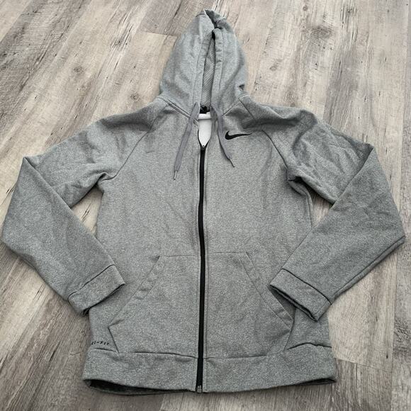 Nike Full-Zip Hoodie Mens Small Therma Essential Training Fleece Gray 868323-091 - Picture 1 of 9